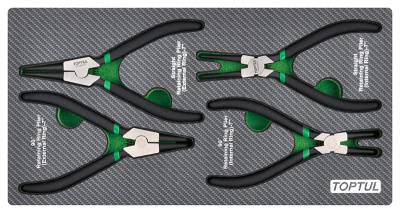 Набор съемников стопорных колец 4 предмета в мягком ложементе TOPTUL  GEA0408 Набор съемников стопорных колец 4 предмета в мягком ложементе TOPTUL  GEA0408