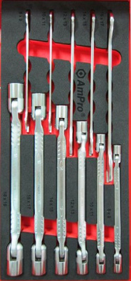 T40994 Набор шарнирных и рожковых ключей, 11пр в мягком ложементе