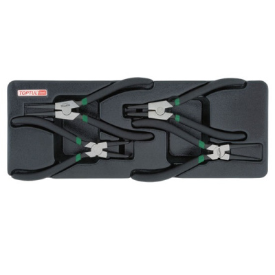 Набор съемников стопорных колец 4 предмета в ложементе TOPTUL GBAT0401 Набор съемников стопорных колец 4 предмета в ложементе TOPTUL GBAT0401